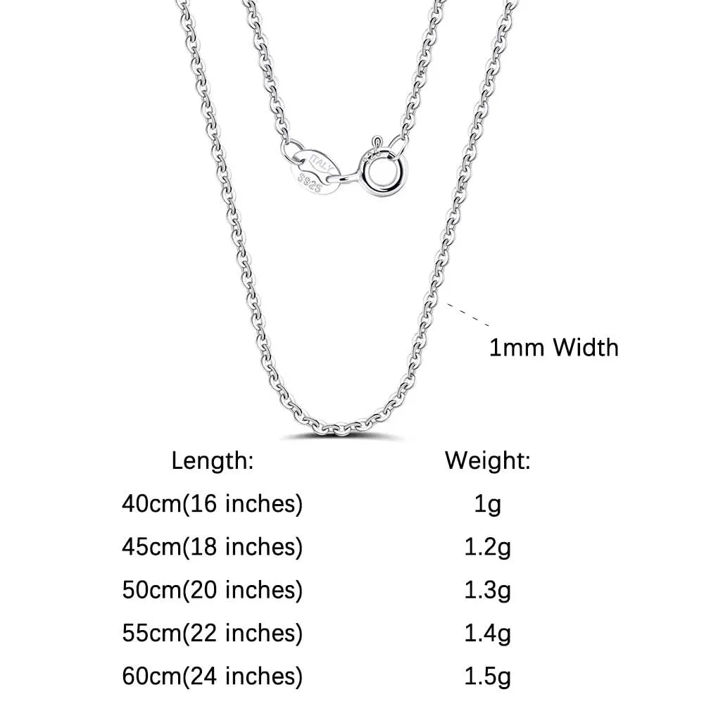 Rinntin 925 Sterling Silver Italian Handmade 1.2mm Chopin Chain Necklace for Women Fashion Simple Basic Neck Chain Jewelry SC53