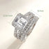 Newshe 925 Sterling Silver Vintage Emerald Cut AAAAA Cubic Zircon Wedding Engagement Rings for Women Bridal Set Fine Jewelry