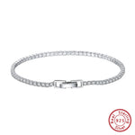 Rinntin Luxury Real 925 Sterling Silver Tennis Bracelet Women with AAAA Zircon Female Bangle Party Wedding Jewelry Gifts SB91