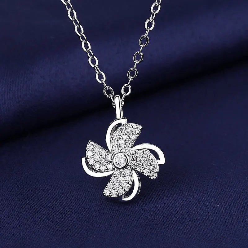925 Sterling Silver Necklace For Women Round Pendent Sparkling Pave CZ Necklace Fashion Anniversary Birthday Jewelry Gifts N755