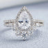 Newshe 1.5 Ct Halo Pear Cut 925 Silver Engagement Ring Set for Women Cambered Wedding Band High Grade Cz Luxury Bridal Jewelry