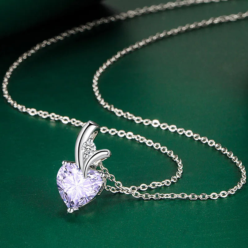 New 925 Sterling Silver Jewelry Elegant Feather Zircon Pendants Necklaces Women Fashion Exquisite Symbol CZ Wild Clavicle Chain