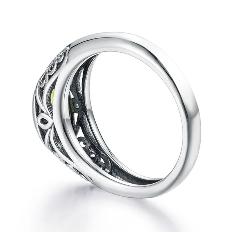 Retro Real 925 Sterling Silver Peridot Rings For Women 6*8mm Oval Gemstones Wedding Enagement Famous Brand Jewelry