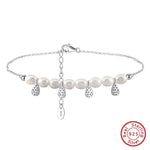 Rinntin Genuine 925 Sterling Silver Natural Pearls Chain Anklets for Women Vintage Foot Bracelet Ankle Straps Jewelry SA65