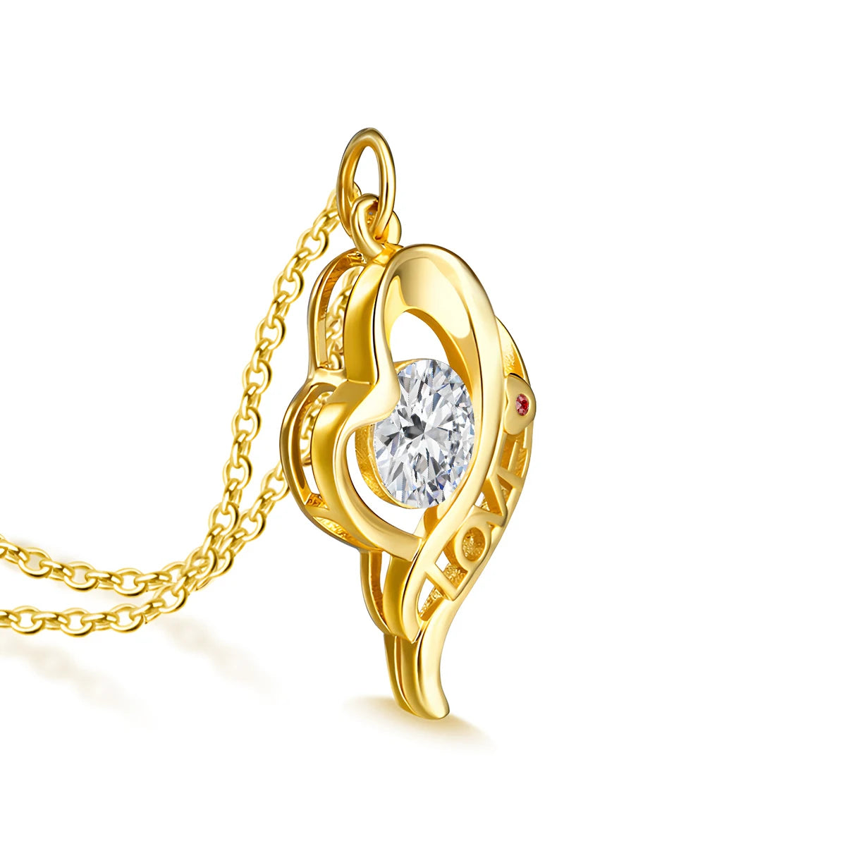 Love Is All Around Heart 14K Gold Pendant for Women k gold Au585 Necklace Moissanite Jewelry Mother's Day Valentine's Day Gifts