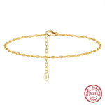 Rinntin 925 Sterling Silver Fish Lips Chain Anklet for Women Fashion Foot Bracelet Summer Sexy Silver Ankle Straps Jewelry SA33