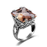 925 Sterling Silver ring Amber Square For Women Bridal Wedding Gemstone Rings Enagement Party Fine Jewelry High Quality