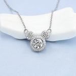 New Fashion 925 Sterling Silver Jewelry Round Zircon Pendants Necklaces Women Fine Semi Rhinestone Circle Clavicle Chain Choker