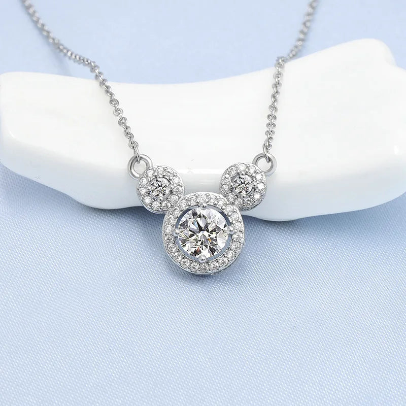 925 Sterling Silver Necklace For Women Round Pendent Sparkling Pave CZ Necklace Fashion Anniversary Birthday Jewelry Gifts N755