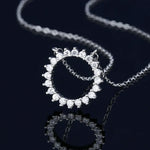 925 Sterling Silver Necklace For Women Round Pendent Sparkling Pave CZ Necklace Fashion Anniversary Birthday Jewelry Gifts