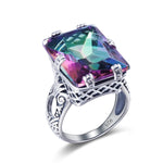 925 Sterling Silver ring Amber Square For Women Bridal Wedding Gemstone Rings Enagement Party Fine Jewelry High Quality