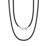 Rinntin Genuine Italian 2mm Black Leather Cord Chain Necklace for Women Men with 925 Sterling Silver Clasp Fashion Jewelry SC62