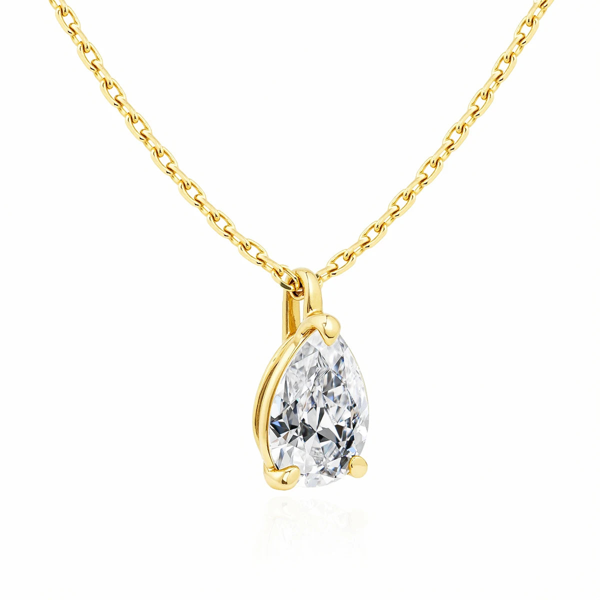 14K Gold Pear Cut Moissanite Diamond Necklaces for Women 0.5ct 1ct 2ct D VVS1 Solitaire Pendant Wedding Jewelry Certified