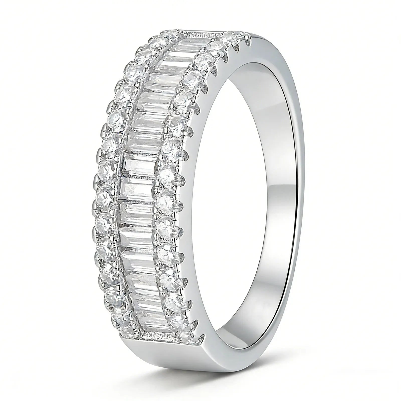 Newshe Moissanite Rings for Women GRA Certified Promise Wedding Engagement Exquisite Designed Ring White Gold Plated Band