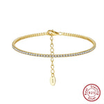 Rinntin Brilliant Tennis Bracelet 925 Sterling Silver 1.5mm Bazel Setting Zircon for Women Luxury Chain Bracelet Jewelry SB190