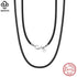 Rinntin Genuine Italian 2mm Black Leather Cord Chain Necklace for Women Men with 925 Sterling Silver Clasp Fashion Jewelry SC62