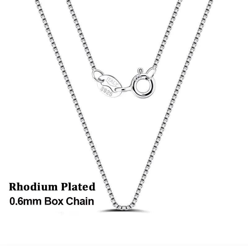 Rinntin 0.7mm Width 40cm-60CM Thin Real 925 Sterling Silver Slim Box Chain Necklace Women Girls Children Jewelry Collares SC07