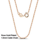 Rinntin Rose Gold 925 Sterling Silver Fashion Cable Link Chains Necklace for Women Thin Neck Chain Accessories Jewelry SC06