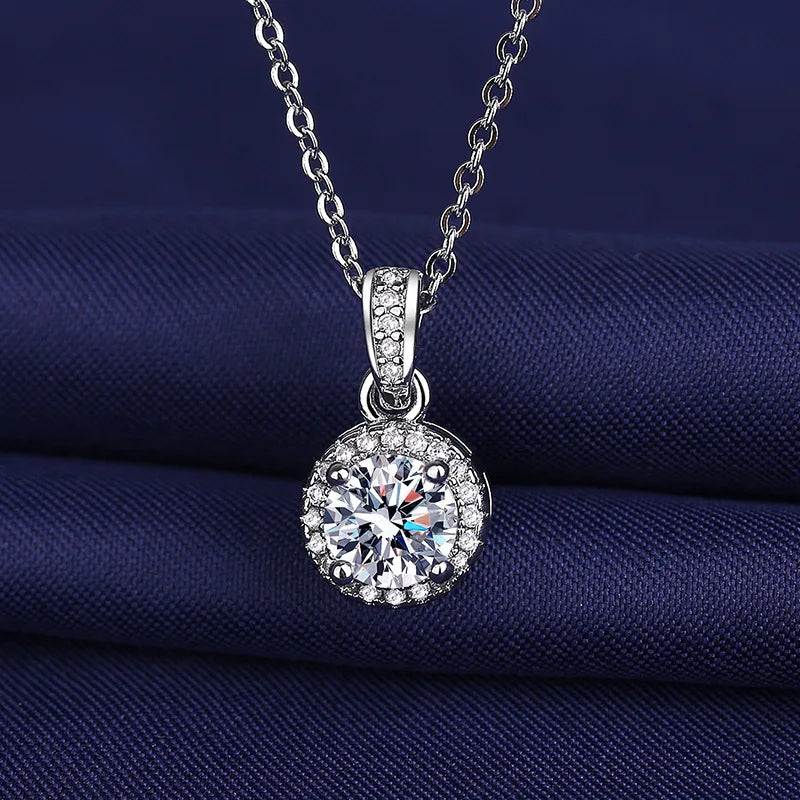 925 Sterling Silver Necklace For Women Round Pendent Sparkling Pave CZ Necklace Fashion Anniversary Birthday Jewelry Gifts