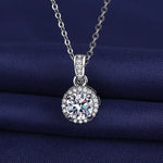 925 Sterling Silver Necklace For Women Round Pendent Sparkling Pave CZ Necklace Fashion Anniversary Birthday Jewelry Gifts
