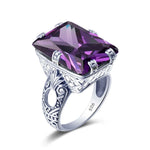 925 Sterling Silver ring Amber Square For Women Bridal Wedding Gemstone Rings Enagement Party Fine Jewelry High Quality
