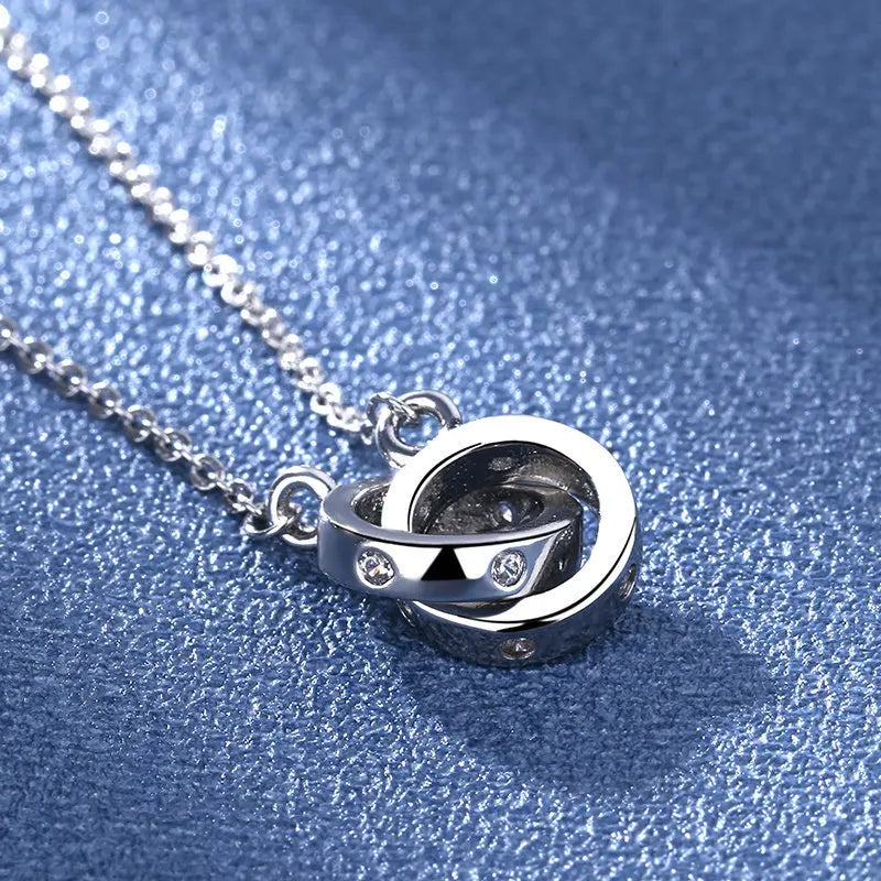 925 Sterling Silver Necklace For Women Round Pendent Sparkling Pave CZ Necklace Fashion Anniversary Birthday Jewelry Gifts N755