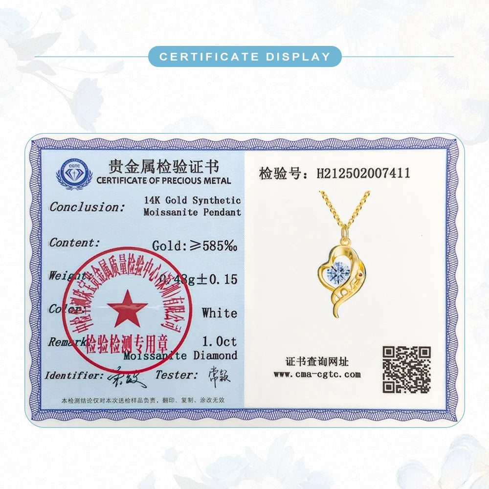 Love Is All Around Heart 14K Gold Pendant for Women k gold Au585 Necklace Moissanite Jewelry Mother's Day Valentine's Day Gifts
