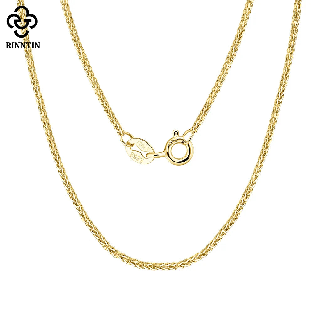 Rinntin 14K Gold 925 Sterling Silver Italian Chopin Chain Necklace for Women Fashion Handmade Basic Neck Chain Jewelry SC53