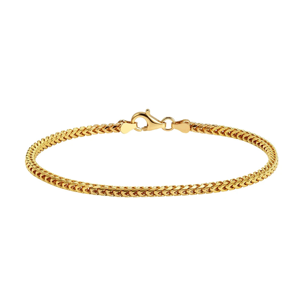 Rinntin Genuine 925 Sterling Silver Italian 2.0mm Franco Link Chain Bracelet for Women Vintage Silver Dainty Jewelry SB223