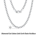 Rinntin 18K Gold Over 925 Sterling Silver 3mm/5mm Italian Diamond Cut Cuban Link Curb Chain Necklace for Women Men Jewelry SC60