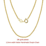 Rinntin 925 Sterling Silver Italian Handmade 1.2/1.6/2.0mm Chopin Chain Necklace for Women Fashion Basic Neck Chain Jewelry SC53