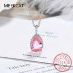 Pear Cut Created Blue Sapphire 925 Sterling Silver Water Drop Pendant Necklace Fashion Gemstone Jewelry For Women Party Gift
