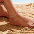 Rinntin 925 Sterling Silver Natural Turquoise Anklet with Butterfly Chain for Women Dainty Vintage Straps Jewelry SA85