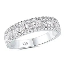 Newshe GRA Certified Moissanite Wedding Bands 925 Sterling Silver 14K Yellow Gold Plated Promise Engagement Rings