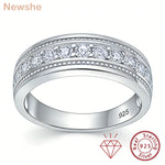 Newshe Solid 925 Sterling Silver GRA Certified Moissanite Rings Half Eternity Brilliant Round Imitation Diamond Fine Jewelry
