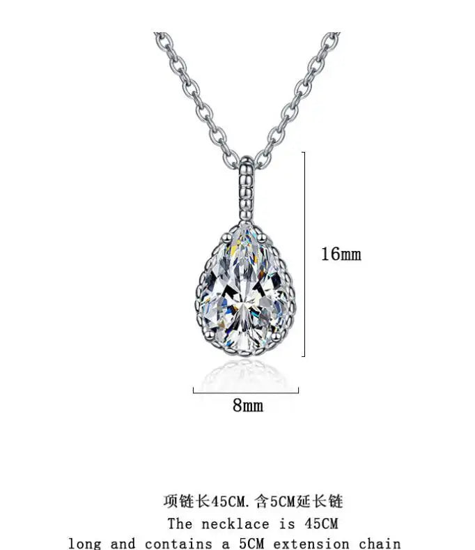 Pear Cut Created Blue Sapphire 925 Sterling Silver Water Drop Pendant Necklace Fashion Gemstone Jewelry For Women Party Gift