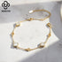 Rinntin New Design 925 Sterling Silver Lucky Four Leaf Clover Women's White Shell Bracelet Jewelry for Girlfriend Present GMB68