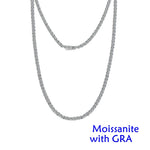 Moissanite Tennis Necklaces for Women Gifts 3-5mm 925 Silver Tennis Necklace Men D Color Round Cut Diamond