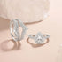 Newshe 925 Sterling Silver Wedding Rings Set for Women Tear Drop CZ Double Halo Engagement Ring with Enhancer Guard Jewelry