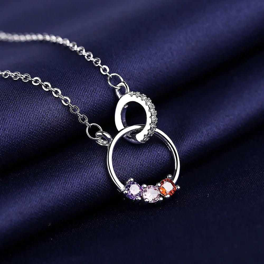 925 Sterling Silver Necklace For Women Round Pendent Sparkling Pave CZ Necklace Fashion Anniversary Birthday Jewelry Gifts
