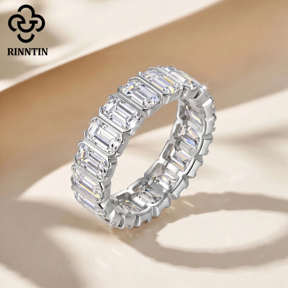 Rinntin 925 Sterling Silver Moissanite Diamond Engagement Band Ring D Color Bridal Proposal Rings Party Wedding Jewelry MOR24