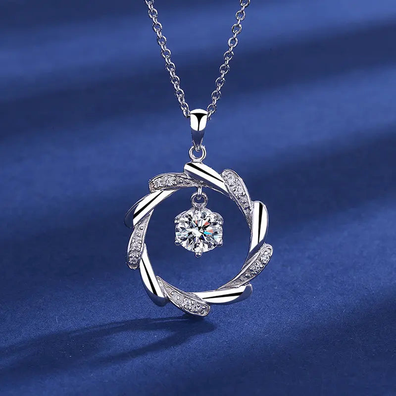 925 Sterling Silver Necklace For Women Round Pendent Sparkling Pave CZ Necklace Fashion Anniversary Birthday Jewelry Gifts N755