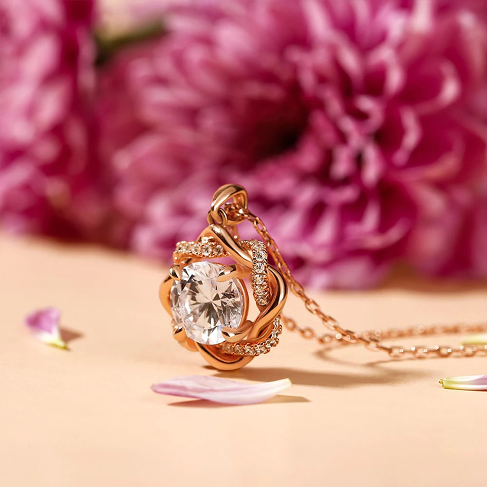 3ct Moissanite Necklace Pendant For Women Knot of Love with GRA Certificate 925 Sterling Silver Necklace Wedding Jewelry Trendy