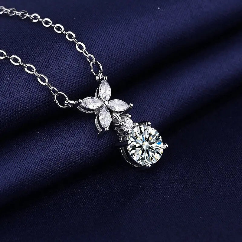 New Fashion 925 Sterling Silver Jewelry Round Zircon Pendants Necklaces Women Fine Semi Rhinestone Circle Clavicle Chain Choker
