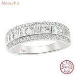 Newshe Glamorous 925 Sterling Silver Engagement Ring for Women AAAAA Grade Princess Cut Cubic Zirconia Wedding Fine Jewelry Gift