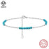 Rinntin 925 Sterling Silver Natural Turquoise Anklet with Butterfly Chain for Women Dainty Vintage Straps Jewelry SA85
