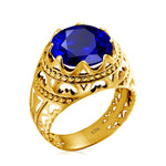 Vintage Rings For Men Genuine 925 Sterling Silver Male Ring 13*13mm Mystic Topaz Round Cut Stone Men's Jewelry Beautiful