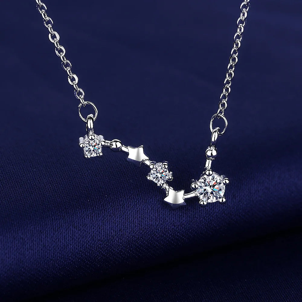 New Fashion 925 Sterling Silver Jewelry Round Zircon Pendants Necklaces Women Fine Semi Rhinestone Circle Clavicle Chain Choker