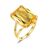 Original Rings for Women 925 Silver Citrine Crystal Engagement Finger Ring Gold Plated Antique Vintage Filigree Anniversary Gift