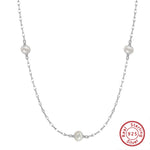 VIXONNA 925 Sterling Silver Freshwater Pearl Necklace - Minimalist Elegant Chain